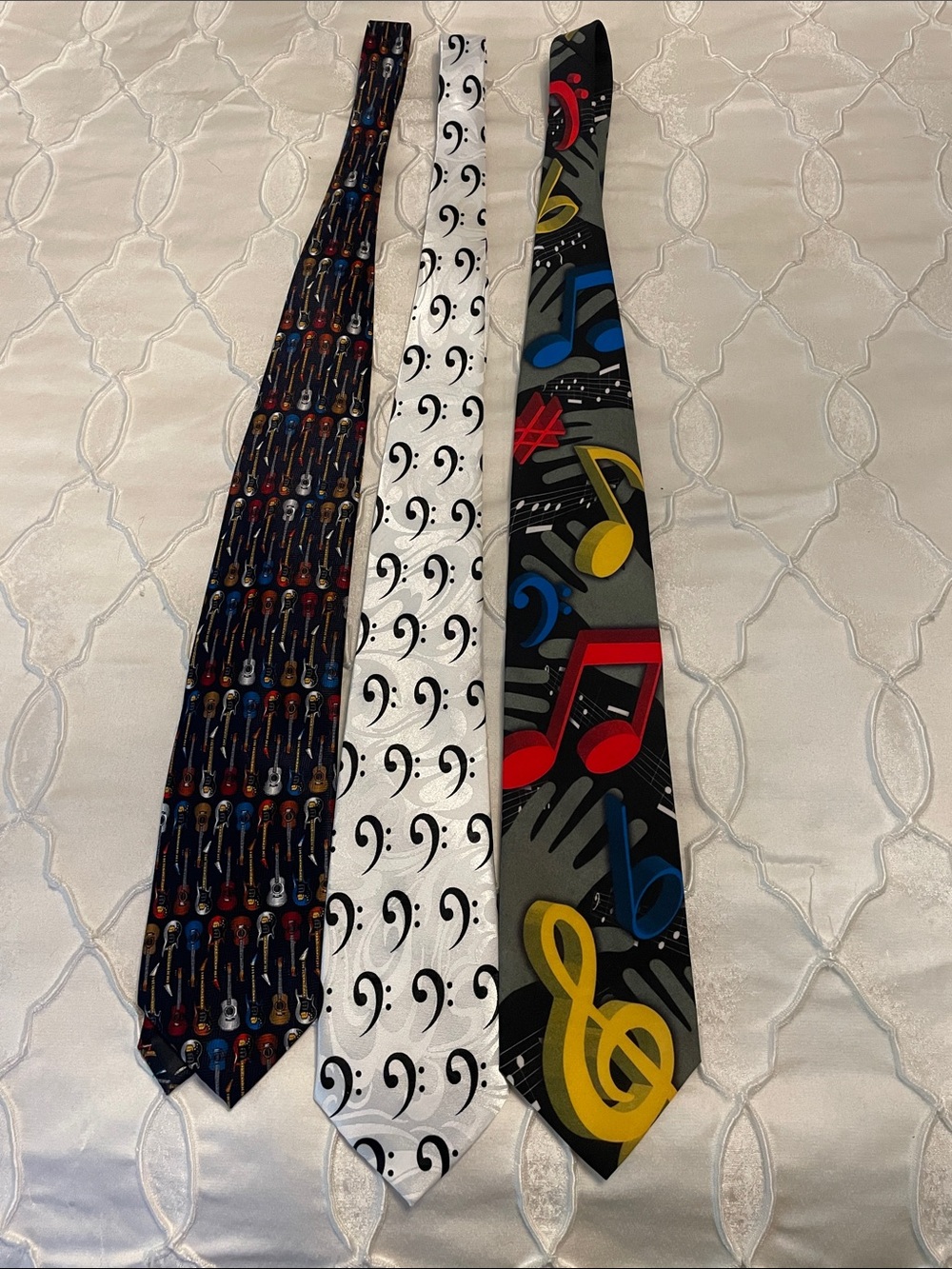 Men's Musical Notes Necktie - Black, White, Multicolor